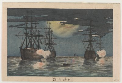 Moonlit Sea at Kawasaki by Kobayashi Kiyochika
